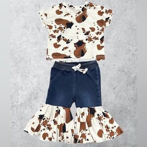 Cow print Set. Made by me. Upcycled jeans and fabric